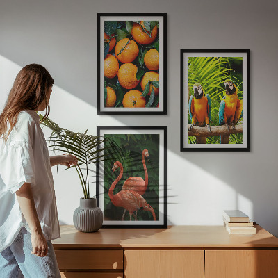 Triptykon billeder med ramme Frugtagtige accenter i troperne