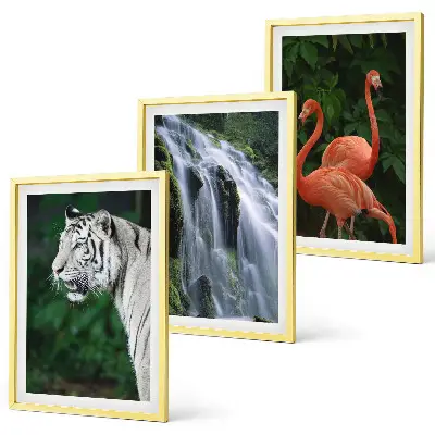 Billedsæt til soveværelset med motiv af tiger, vandfald og flamingoer i naturen