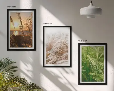 Billedsæt til soveværelset med farverig natur med græsser