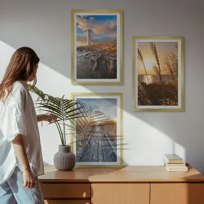 Billedvæg inspiration med fyrtårn og græsbro