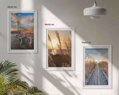 Billedvæg inspiration med fyrtårn og græsbro