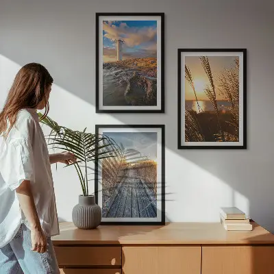 Billedvæg inspiration med fyrtårn og græsbro