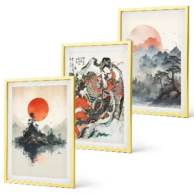 Billedsæt til soveværelset med asiatiske japanske motiver