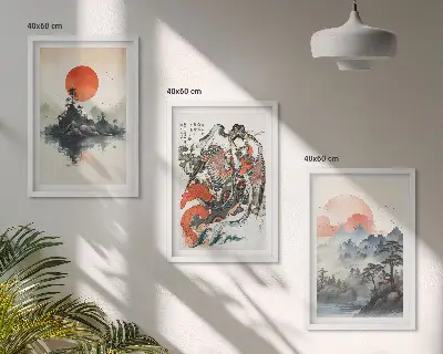 Billedsæt til soveværelset med asiatiske japanske motiver