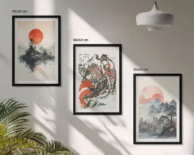 Billedsæt til soveværelset med asiatiske japanske motiver