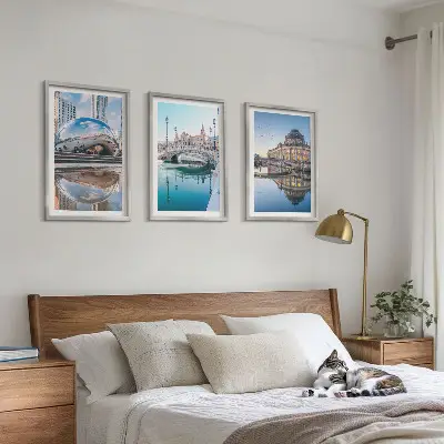 Billedvæg med arkitektur byer på vandet