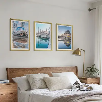 Billedvæg med arkitektur byer på vandet