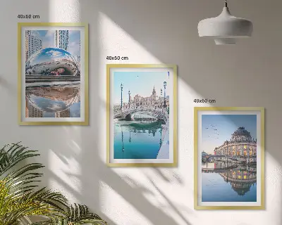 Billedvæg med arkitektur byer på vandet