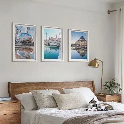 Billedvæg med arkitektur byer på vandet