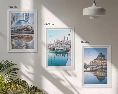 Billedvæg med arkitektur byer på vandet