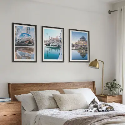 Billedvæg med arkitektur byer på vandet