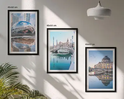 Billedvæg med arkitektur byer på vandet
