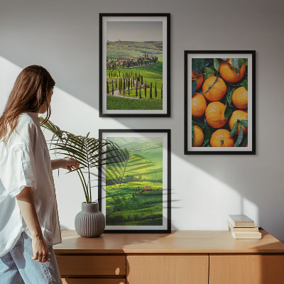 Triptykon billeder med ramme Italien landskab landskab appelsiner