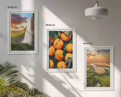 Sengesæt med motiv af bjergvandfald i orange nuancer