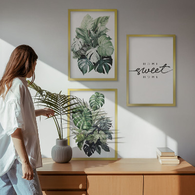 Triptykon billeder med ramme Planter med ordene 