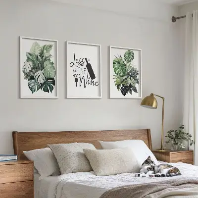 Vingrønne planteblade billedvæg til inspiration