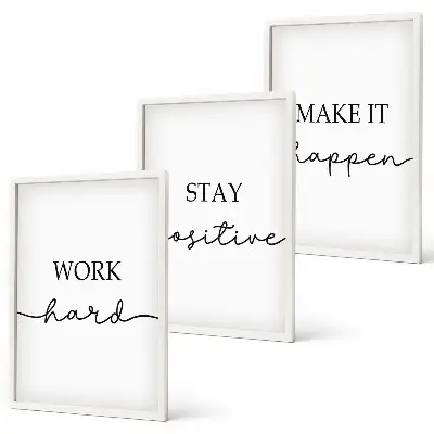 Billedsæt til soveværelset med minimalistiske motiverende citater