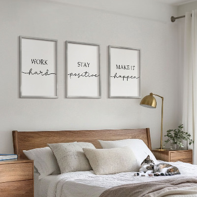 Billedsæt til soveværelset Minimalistiske motiverende indskrifter