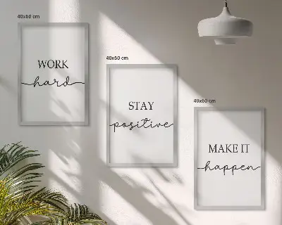 Billedsæt til soveværelset med minimalistiske motiverende citater