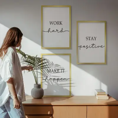 Billedsæt til soveværelset med minimalistiske motiverende citater