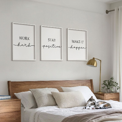 Billedsæt til soveværelset Minimalistiske motiverende indskrifter