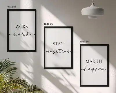 Billedsæt til soveværelset med minimalistiske motiverende citater