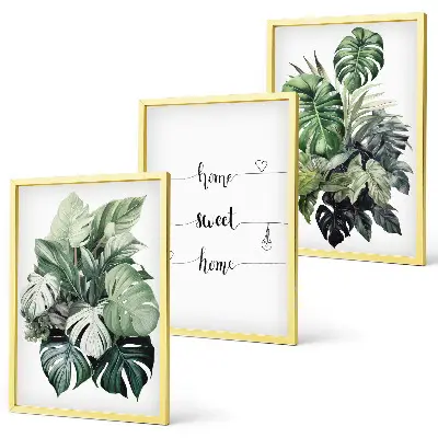 Akvarelplakat med Monstera-blade inspiration til billedvæg