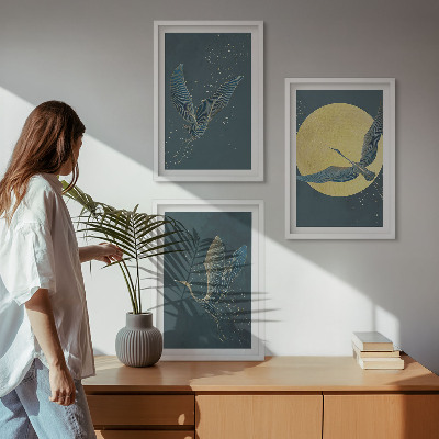 Billedvæg inspiration Traner i flyvning om natten