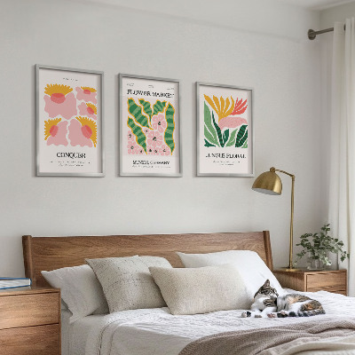 Triptykon billeder med ramme Blomster og blade moderne plakater
