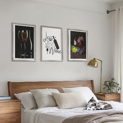 Billedvæg inspiration Glas vin med druer og indskrift