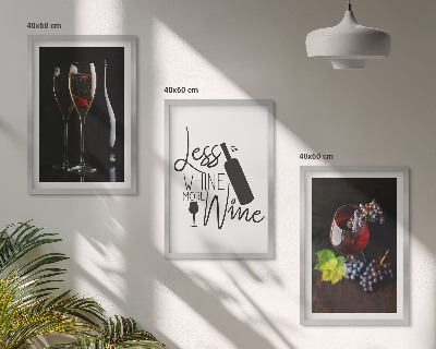 Billedvæg inspiration Glas vin med druer og indskrift
