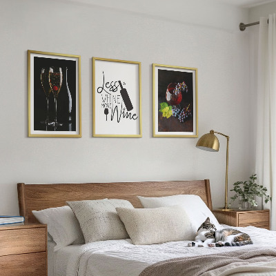 Billedvæg inspiration Glas vin med druer og indskrift