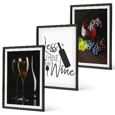 Billedvæg inspiration Glas vin med druer og indskrift