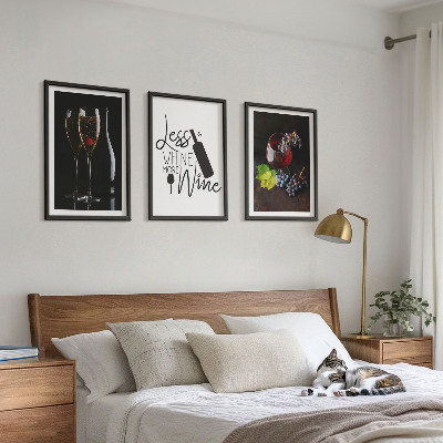 Billedvæg inspiration Glas vin med druer og indskrift