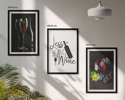 Billedvæg inspiration Glas vin med druer og indskrift