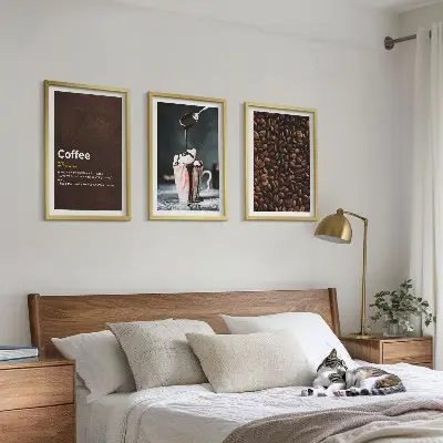 Triptykon med ramme fotokunst af flødeskumskaffe