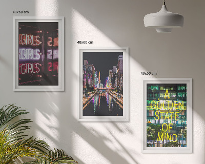 Billedvæg inspiration Neonskilte på floden om natten