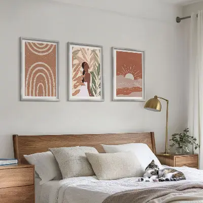 Billedvæg med boho abstrakte former inspiration til din vægudsmykning