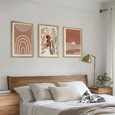 Billedvæg med boho abstrakte former inspiration til din vægudsmykning