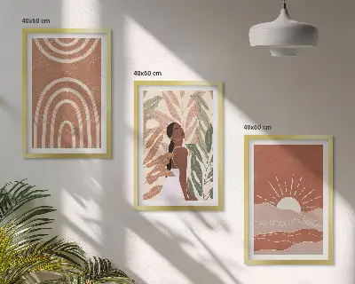 Billedvæg med boho abstrakte former inspiration til din vægudsmykning