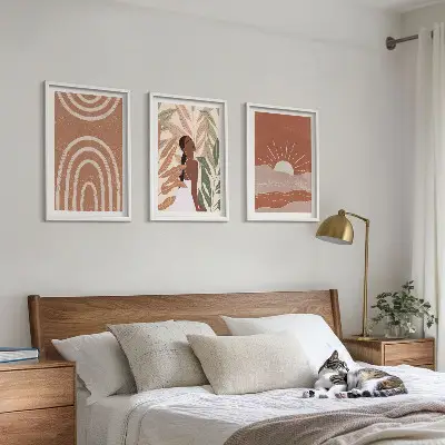 Billedvæg med boho abstrakte former inspiration til din vægudsmykning
