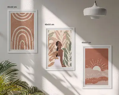 Billedvæg med boho abstrakte former inspiration til din vægudsmykning