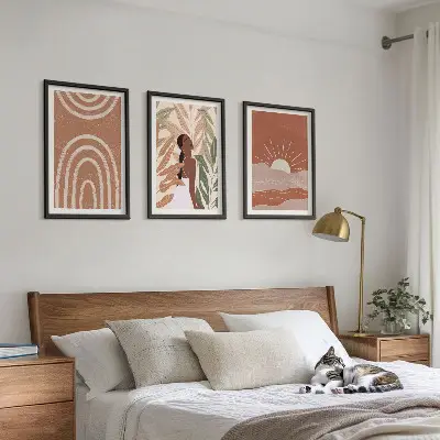Billedvæg med boho abstrakte former inspiration til din vægudsmykning