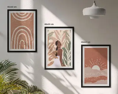 Billedvæg med boho abstrakte former inspiration til din vægudsmykning