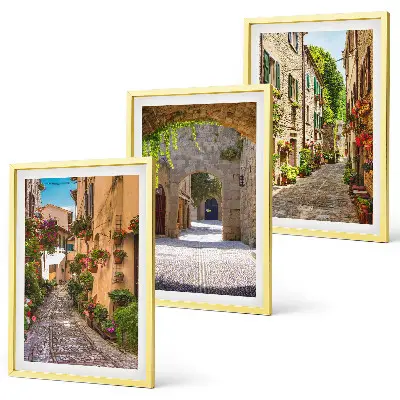 Billedsæt til soveværelset med italiensk gade- og blomsterarkitektur