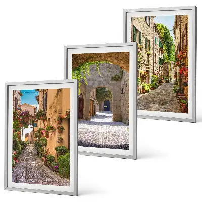 Billedsæt til soveværelset med italiensk gade- og blomsterarkitektur