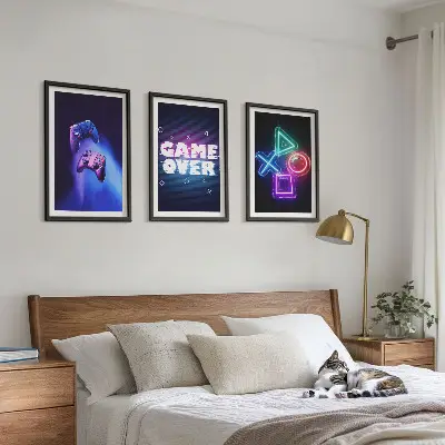 Billedsæt med Game Over gamepads sengesæt til soveværelset