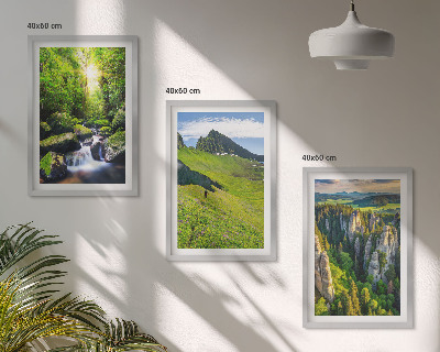 Billedvæg inspiration Grønne bjerge vandfald skov