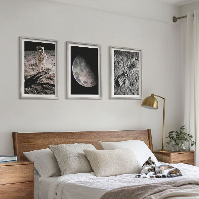 Triptykon billeder med ramme Astronaut Månefoto