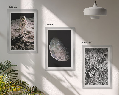 Triptykon billeder med ramme Astronaut Månefoto